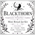 Blackthorn Mini Ritual Jar Kit label with raven and crescent moon; Transformation, Personal Power, Confidence.