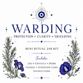 Warding mini ritual jar kit label: Protection, Clarity, Shielding.